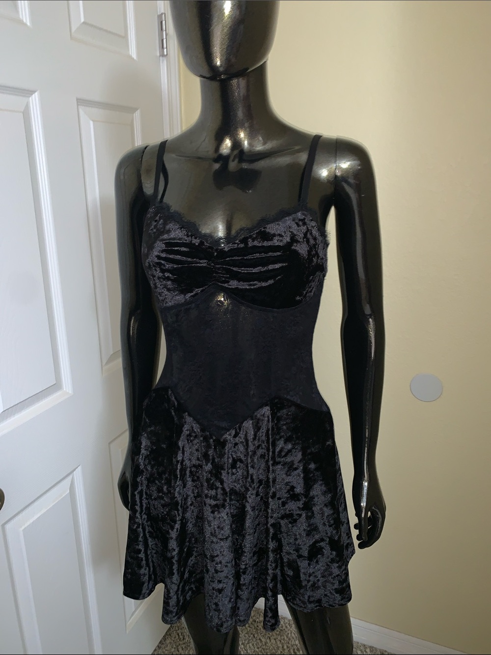 NWT Dolls Kill Widow Black Velvet and Lace Mini Dress, Size Small